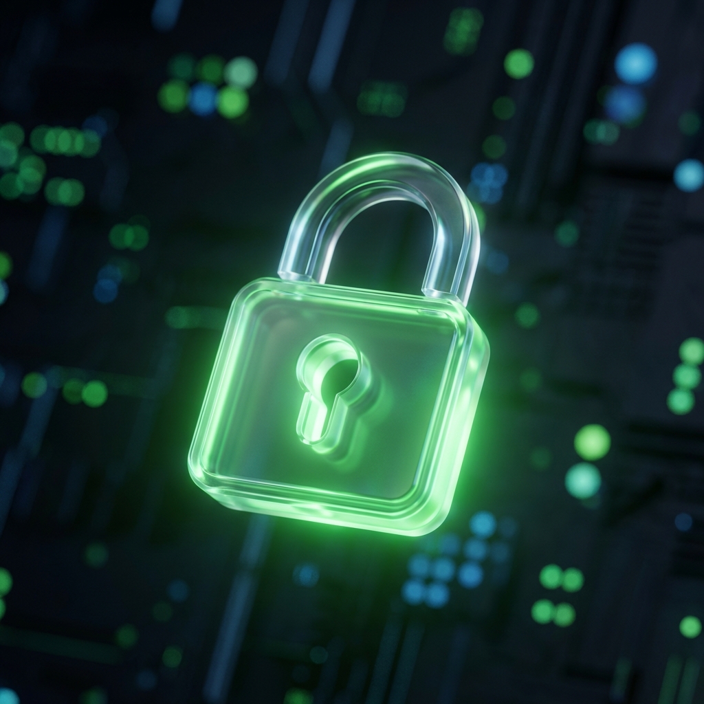 A glowing green padlock icon representing website SSL security