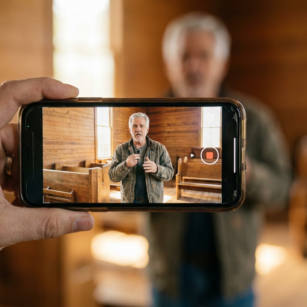 Recording short-form church video content with a smartphone in a sanctuary