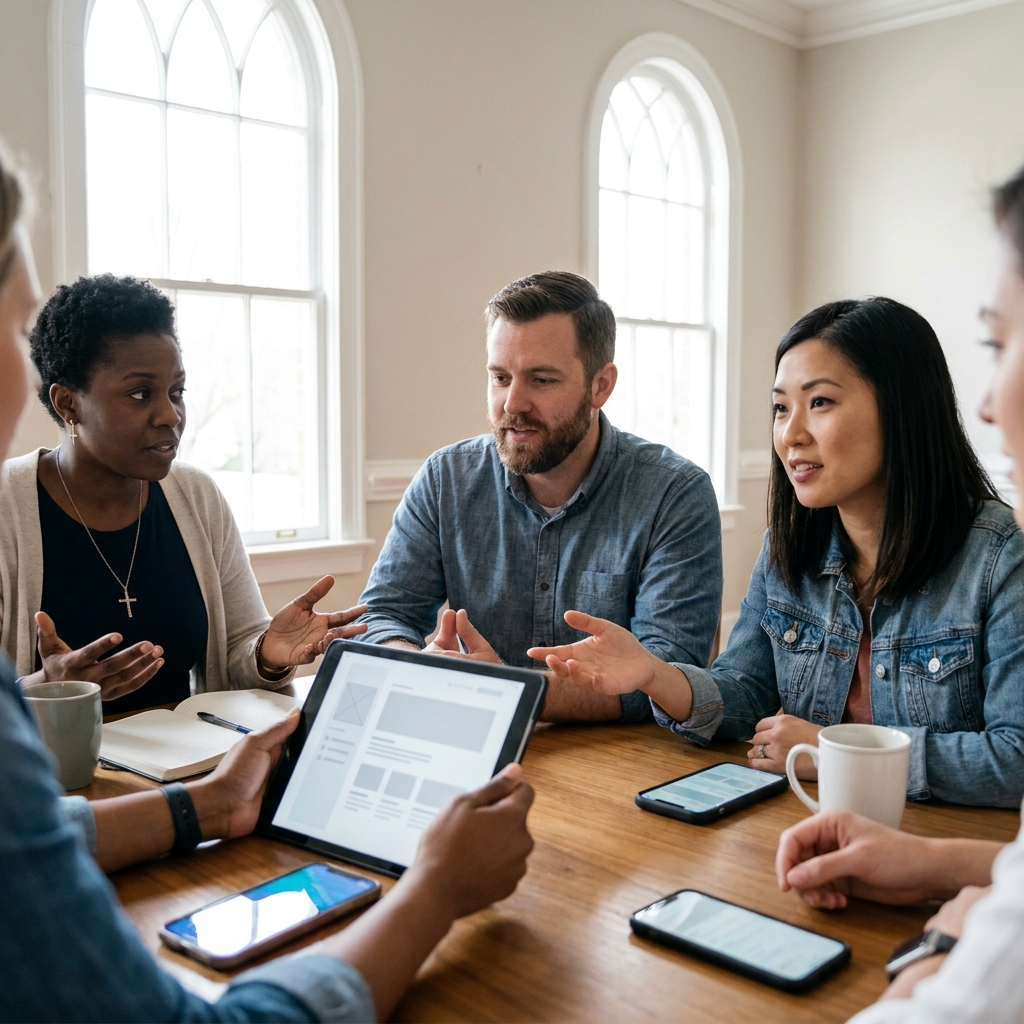 Church staff planning app communication workflows together