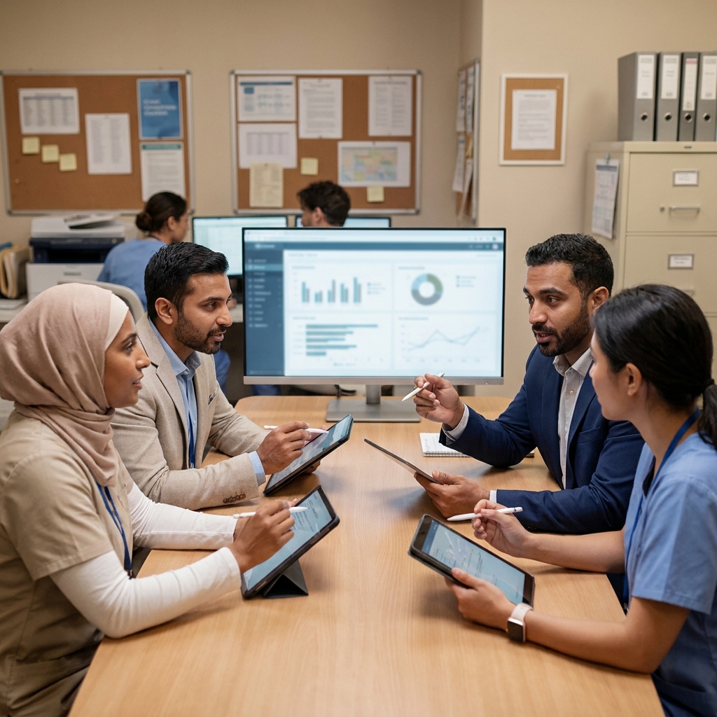 Telemedicine intake coordinators collaborating on lead follow-up workflow